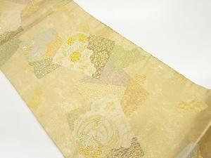 引箔色紙に草花・古典柄模様織出し袋帯